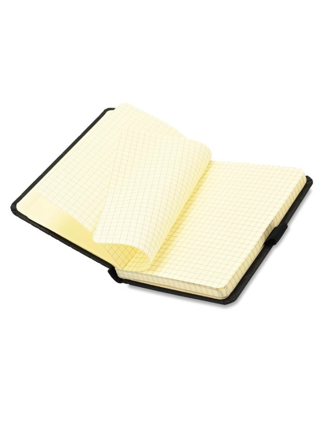 FIS® Executive Notebook, Italian PU Materials, A6 Size(105x148mm), 96 Sheets, 5mm Square Lines, Elastic Band Closure Type, Black Color, Design 1-FSNBEX5MA6BKD1 - Image 4